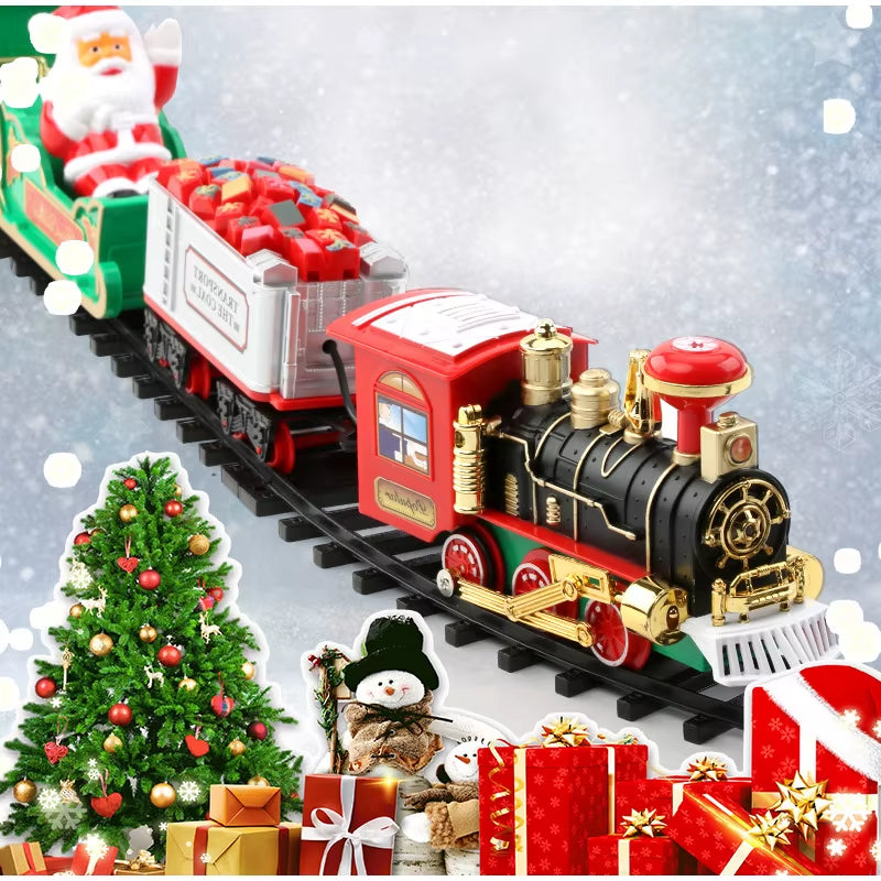 Christmas Train Christmas Tree Home Decoration2025 Ornaments Track Small Train Music Santa Claus Train Set Children Gift Xmas