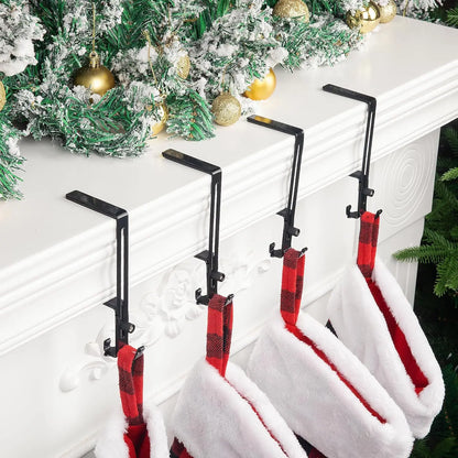 4Pcs Christmas Stockings Holder Hanger Metal Hooks for Hanging Stockings Stocking Holders for Mantle for Christmas Decoration
