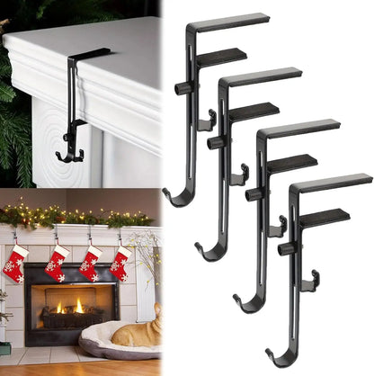 4Pcs Christmas Stockings Holder Hanger Metal Hooks for Hanging Stockings Stocking Holders for Mantle for Christmas Decoration